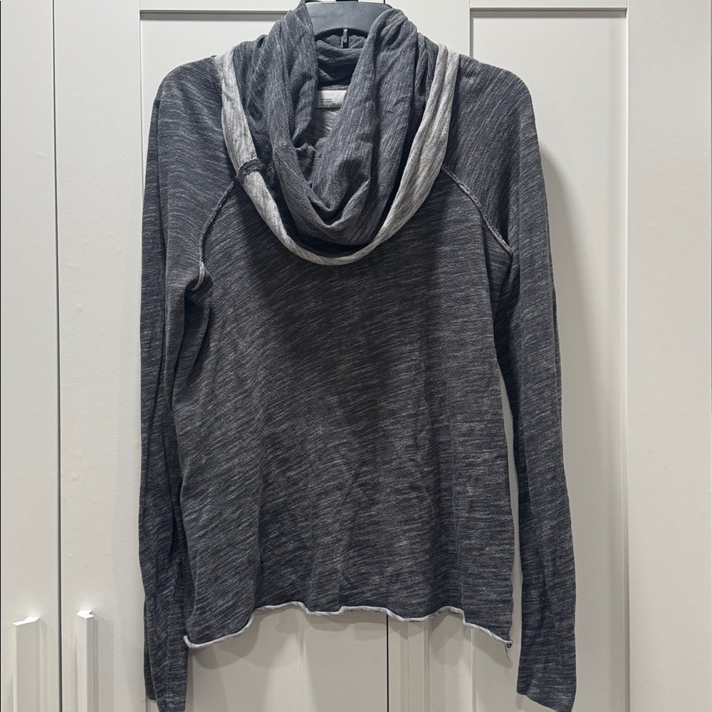 Free People Beach Tee long sleeve cotton Cowl Neck One Size gray pullover